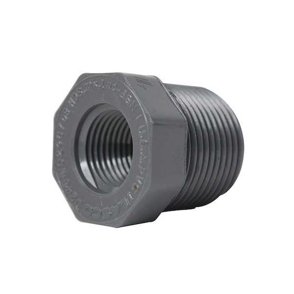 Thrifco Plumbing 3/4 Inch x 1/2 Inch Threaded x Threaded PVC Bushing SCH 80 8213558 - main